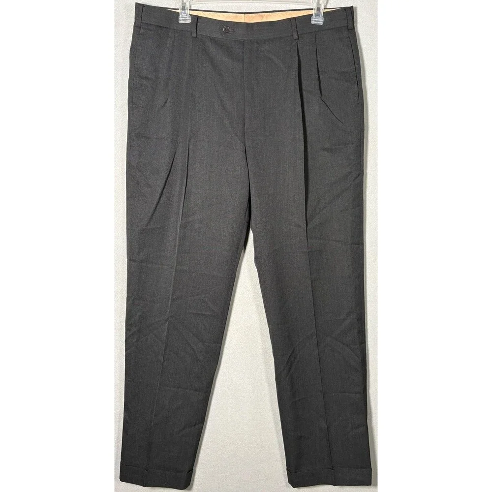 Brooks Brothers 1818 Madison Dress Pants Mens 40x32 (Tag 40x34) Charcoal Wool